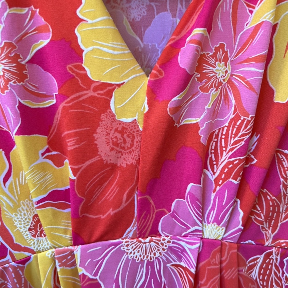 Ruby Red petite size L Floral Sleeveless Dress‎ - Pink and Yellow - Picture 4 of 11